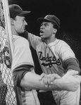 Actor David Alan Grier (R) as baseball player Jackie Robinson in a scene from the Broadway production of the musical "The First.".