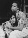 Actors David Alan Grier and Lonette McKee as baseball player Jackie Robinson and his wife Rachel in a scene from the Broadway production of the musical "The First.".