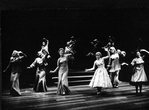 Actresses Alexis Smith (3L), Dorothy Collins (3R) and Yvonne DeCarlo (R) performing a number from the Broadway production of the musical "Follies.".