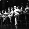 Actor John McMartin (C) performing on a kickline in a scene from the Broadway production of the musical "Follies.".