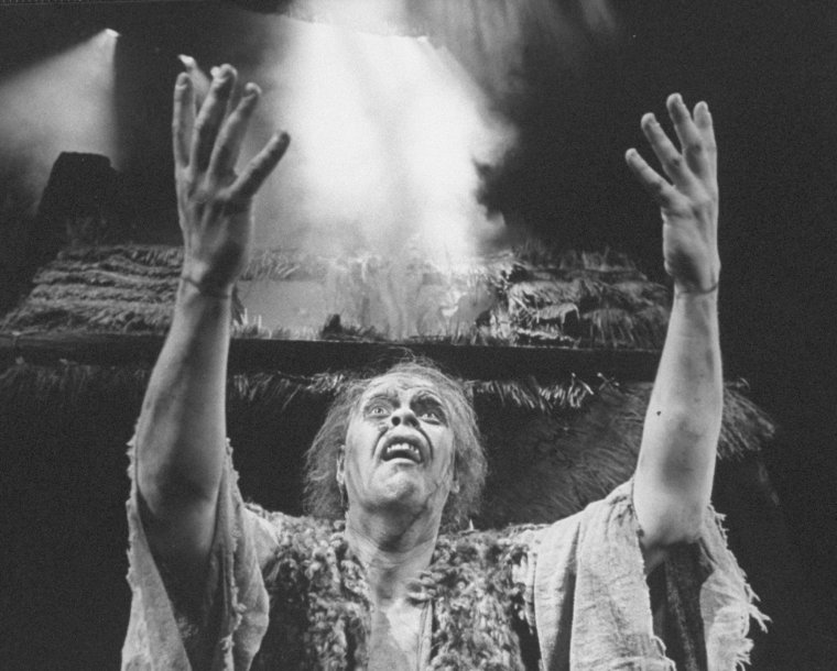 Actor Keith Jochim as the Creature in a scene from the Broadway production of the play "Frankenstein."