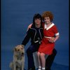 Actress Andrea McArdle as Annie w. Sandy and director/lyricist Martin Charnin from the Broadway production of the musical "Annie."