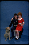 Actress Andrea McArdle as Annie w. Sandy and director/lyricist Martin Charnin from the Broadway production of the musical "Annie."