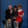 Actress Andrea McArdle as Annie w. Sandy, Reid Shelton as Daddy Warbucks and director Martin Charnin from the Broadway production of the musical "Annie."
