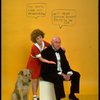 Actress Andrea McArdle as Annie w. Sandy and Reid Shelton as Daddy Warbucks w. comic strip balloons above them; from the Broadway production of the musical "Annie."