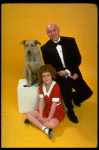 Andrea McArdle as Annie w. Sandy and Reid Shelton as Daddy Warbucks from the Broadway production of the musical "Annie."