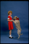 Actress Mary K. Lombardi as Annie w. O'Malley as Sandy from the Detroit production of the musical "Annie."