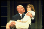 Actors Reid Shelton as Daddy Warbucks and Andrea McArdle as Annie in a scene from the Broadway production of the musical "Annie."