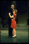Actors Reid Shelton as Daddy Warbucks and Andrea McArdle as Annie in a scene from the Broadway production of the musical "Annie."