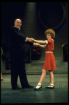 Actors Reid Shelton as Daddy Warbucks and Andrea McArdle as Annie in a scene from the Broadway production of the musical "Annie."