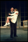 Actors Reid Shelton as Daddy Warbucks and Andrea McArdle as Annie in a scene from the Broadway production of the musical "Annie."