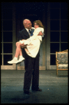 Actors Reid Shelton as Daddy Warbucks and Andrea McArdle as Annie in a scene from the Broadway production of the musical "Annie."