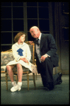 Actors Reid Shelton as Daddy Warbucks and Andrea McArdle as Annie in a scene from the Broadway production of the musical "Annie."
