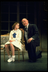 Actors Reid Shelton as Daddy Warbucks and Andrea McArdle as Annie in a scene from the Broadway production of the musical "Annie."