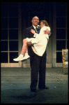 Actors Reid Shelton as Daddy Warbucks and Andrea McArdle as Annie in a scene from the Broadway production of the musical "Annie."
