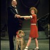 Actors Reid Shelton as Daddy Warbucks and Andrea McArdle as Annie w. Sandy in a scene from the Broadway production of the musical "Annie."