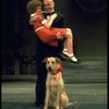 Actors Reid Shelton as Daddy Warbucks and Andrea McArdle as Annie w. Sandy in a scene from the Broadway production of the musical "Annie."