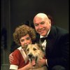 Actors Reid Shelton as Daddy Warbucks and Andrea McArdle as Annie w. Sandy in a scene from the Broadway production of the musical "Annie."