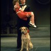 Actors Reid Shelton as Daddy Warbucks and Andrea McArdle as Annie w. Sandy in a scene from the Broadway production of the musical "Annie."