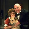 Actors Reid Shelton as Daddy Warbucks and Andrea McArdle as Annie w. Sandy in a scene from the Broadway production of the musical "Annie."