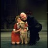 Actors Reid Shelton as Daddy Warbucks and Andrea McArdle as Annie w. Sandy in a scene from the Broadway production of the musical "Annie."