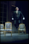 Actor Edwin Bordo jumping in a scene from the Broadway production of the musical "Annie."