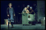 Actress Andrea McArdle as Annie w. Sandy being taken away by dog catchers in a scene from the Broadway production of the musical "Annie."