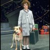 Actress Andrea McArdle as Annie w. Sandy in a scene from the Broadway production of the musical "Annie."