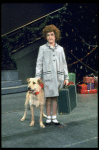 Actress Andrea McArdle as Annie w. Sandy in a scene from the Broadway production of the musical "Annie."