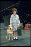 Actress Andrea McArdle as Annie w. Sandy in a scene from the Broadway production of the musical "Annie."