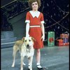 Actress Andrea McArdle as Annie w. Sandy in a scene from the Broadway production of the musical "Annie."