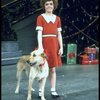 Actress Andrea McArdle as Annie w. Sandy in a scene from the Broadway production of the musical "Annie."