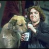 Actress Andrea McArdle as Annie w. Sandy in a scene from the Broadway production of the musical "Annie."