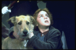 Actress Andrea McArdle as Annie w. Sandy in a scene from the Broadway production of the musical "Annie."