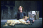 Actress Andrea McArdle as Annie w. Sandy in a scene from the Broadway production of the musical "Annie."