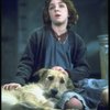 Actress Andrea McArdle as Annie w. Sandy in a scene from the Broadway production of the musical "Annie."