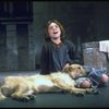 Actress Andrea McArdle as Annie w. Sandy in a scene from the Broadway production of the musical "Annie."