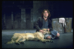 Actress Andrea McArdle as Annie w. Sandy in a scene from the Broadway production of the musical "Annie."