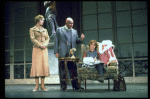 Actors Andrea McArdle as Annie, Sandy Faison as Grace and Reid Shelton as Daddy Warbucks in a scene from the Broadway production of the musical "Annie."