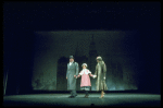 Actors Andrea McArdle as Annie, Sandy Faison as Grace and Reid Shelton as Daddy Warbucks in a scene from the Broadway production of the musical "Annie."