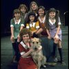 Actress Andrea McArdle as Annie w. Sandy, Danielle Brisebois and orphans in a scene from the Broadway production of the musical "Annie."