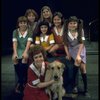 Actress Andrea McArdle as Annie w. Sandy, Danielle Brisebois and orphans in a scene from the Broadway production of the musical "Annie."