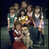 Actress Andrea McArdle as Annie w. Sandy, Danielle Brisebois and orphans in a scene from the Broadway production of the musical "Annie."