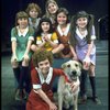 Actress Andrea McArdle as Annie w. Sandy, Danielle Brisebois and orphans in a scene from the Broadway production of the musical "Annie."