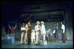 Actors Reid Shelton as Daddy Warbucks (3L) and Andrea McArdle as Annie (4L in a scene from the Broadway production of the musical "Annie."