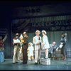 Actors Reid Shelton as Daddy Warbucks (3L) and Andrea McArdle as Annie (4L in a scene from the Broadway production of the musical "Annie."