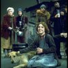Actress Andrea McArdle as Annie w. Sandy and Hooverville-ites in a scene from the Broadway production of the musical "Annie."