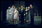 Sandy Faison as Grace (2L), Andrea McArdle as Annie (4L) and Reid Shelton as Daddy Warbucks (R) in a scene from the Broadway production of the musical "Annie."
