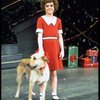Actress Andrea McArdle as Annie w. Sandy in a scene from the Broadway production of the musical "Annie."