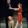 Actors Andrea McArdle as Annie and Reid Shelton as Daddy Warbucks w. Sandy in a scene from the Broadway production of the musical "Annie."